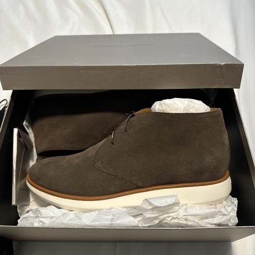 Armani ITALY Men's Brown Tan Suede Leather Ankle Fashion Desert Boots Casual 11