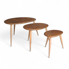 Vintage Ercol Elm & Beech Pebble Nest Of Tables
