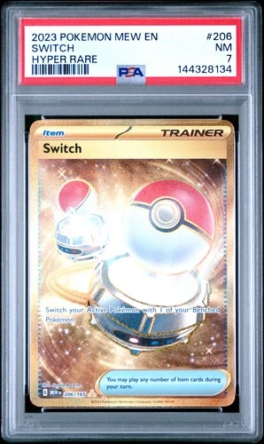 2023 POKEMON MEW EN-151 HYPER RARE #206 SWITCH PSA 7