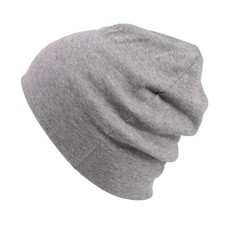 Bonnet de Nuit Homme Femme Turban Chimio Souple 100% Coton Bio Gris Clair