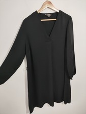 Lipsy womens Aline Knee Dress Size 18 Vneck Casual Black Long Sleeve Party 