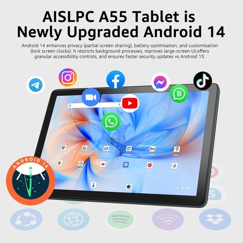 Android 14 Tablet 10.1 Inch, 8GB RAM 128GB ROM 512GB Expand WiFi Tablets PC, ... - Picture 2 of 9