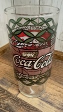 Vintage 1970s Coca Cola Glass Stained Glass 9 Inch Retro Coke Pizza Place