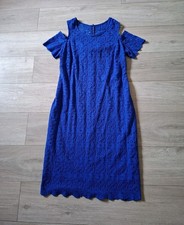 Ronni Nicole Royal Blue Lace Shift Dress Cold Shoulder Smart Evening Party UK18