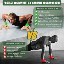 Wooden Push up Bars 2 PCS Solid Beech Wooden Parallettes with Embedded Non-Slip