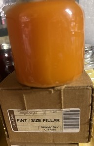 Longaberger Pint Size Pillar Sunny Day Citrus Candle New in Box