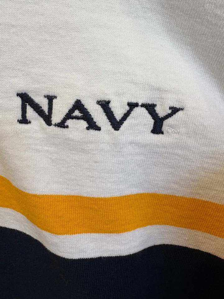 Nueva Camisa de Rugby Bárbara Marina de los Estados Unidos para Hombres Grande Blanca con Rayas Manga Larga Foto 2 de 4