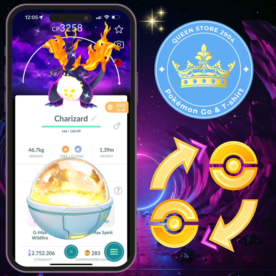 Pokémon TRADE—Shiny Gigantamax Charizard —Level 50—Dark Skies ...