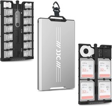 Aluminum Memory Card Case Slim for 4 SD,12 Micro SD TF MSD,2 Nano SIM/NM