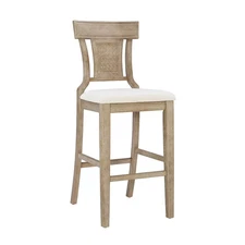 Rylan Handwoven Back Counter Height Barstool Natural - Linon: Wood 275 lbs
