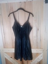 Victoria  s Secret Gold Label Babydoll Slip Dress Black Lace Lingerie Medium