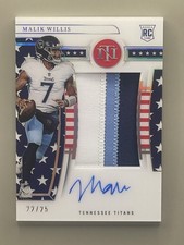2022 National Treasures RPA Malik Willis Stars Stripes 22/25 Patch Auto Dolphins