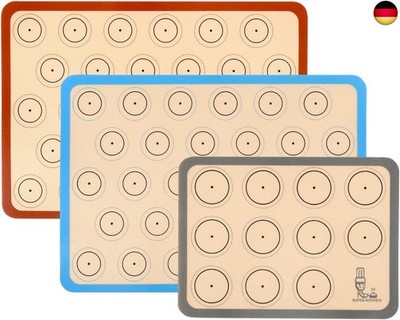 SUPER KITCHEN Backmatte aus Silikon für Macaron Keks - 3-Stück Set, B