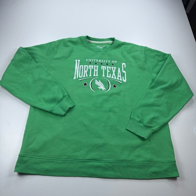 #ad North Texas Mean Green Sweatshirt Adult 2XL XXL Crew Neck Green Pullover NCAA $24.99