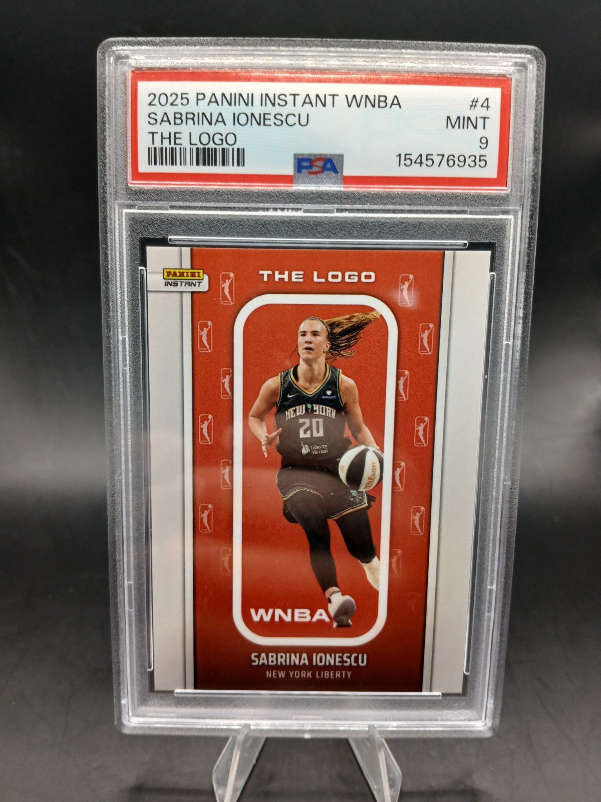 Sabrina Ionescu 2025 Panini Instant WNBA THE LOGO #4 Print Run /1447 PSA 9 view 1