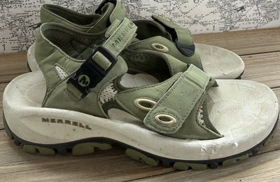 Merrell Green Open Toe Hook & Loop Sandals Womens 8
