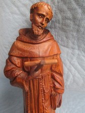 Antike  Holzskulptur Heiligenfigur Franziskus Handgeschnitzt Höhe 43,7cm