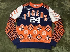 Detroit Tigers Miguel Cabrera Ugly Christmas Sweater Mens Large Orange Blue MLB
