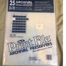 Print File 35-7B Archival 35mm Negative Preservers 25 Pack Film Storage Clear