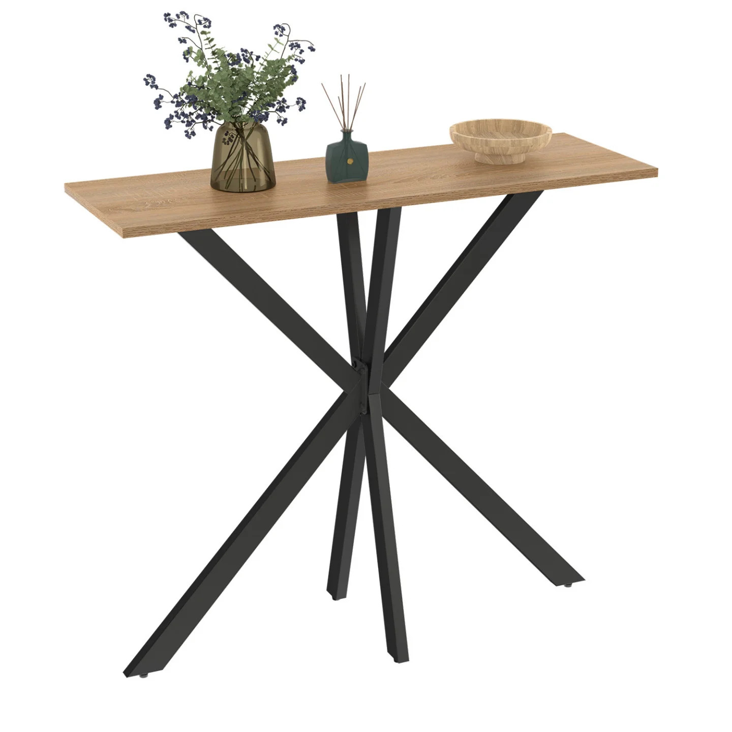 Console ALIX bois et noir meuble d'entrée design industriel pied araignée