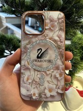 New Swarovski iPhone 14 Pro Max Phone Case Flower Design Brown.