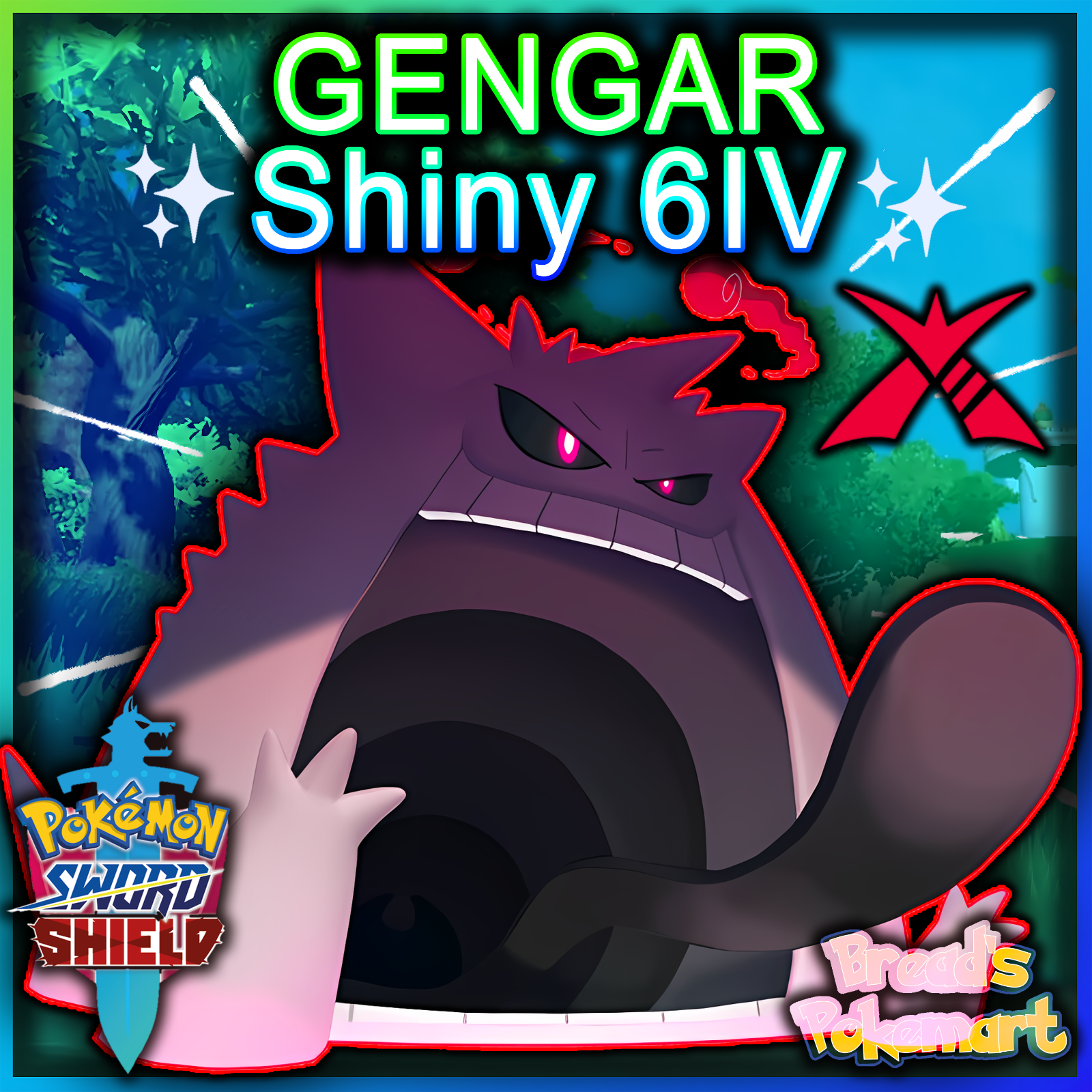 Shiny Gastly/Gengar 6IV - Pokemon X/Y OR/AS S/M US/UM Let's Go Sword/Shield