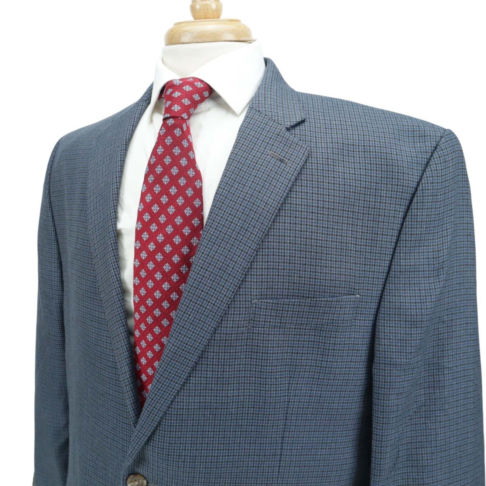 Chaps Medium Blue Mini Houndstooth Check Blazer S… - image 1