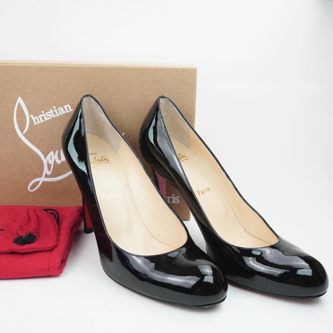 美品クリスチャンルブタン SIMPLE PUMP 100 PATENT CALF Christian Louboutin SIMPLE PUPM 100 PATENT CALF BALCK