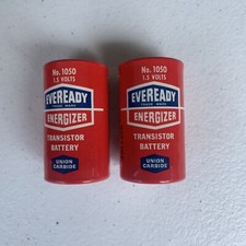 VINTAGE BATTERIES 2 EVEREADY D Cells 1960s ERA Display Prop