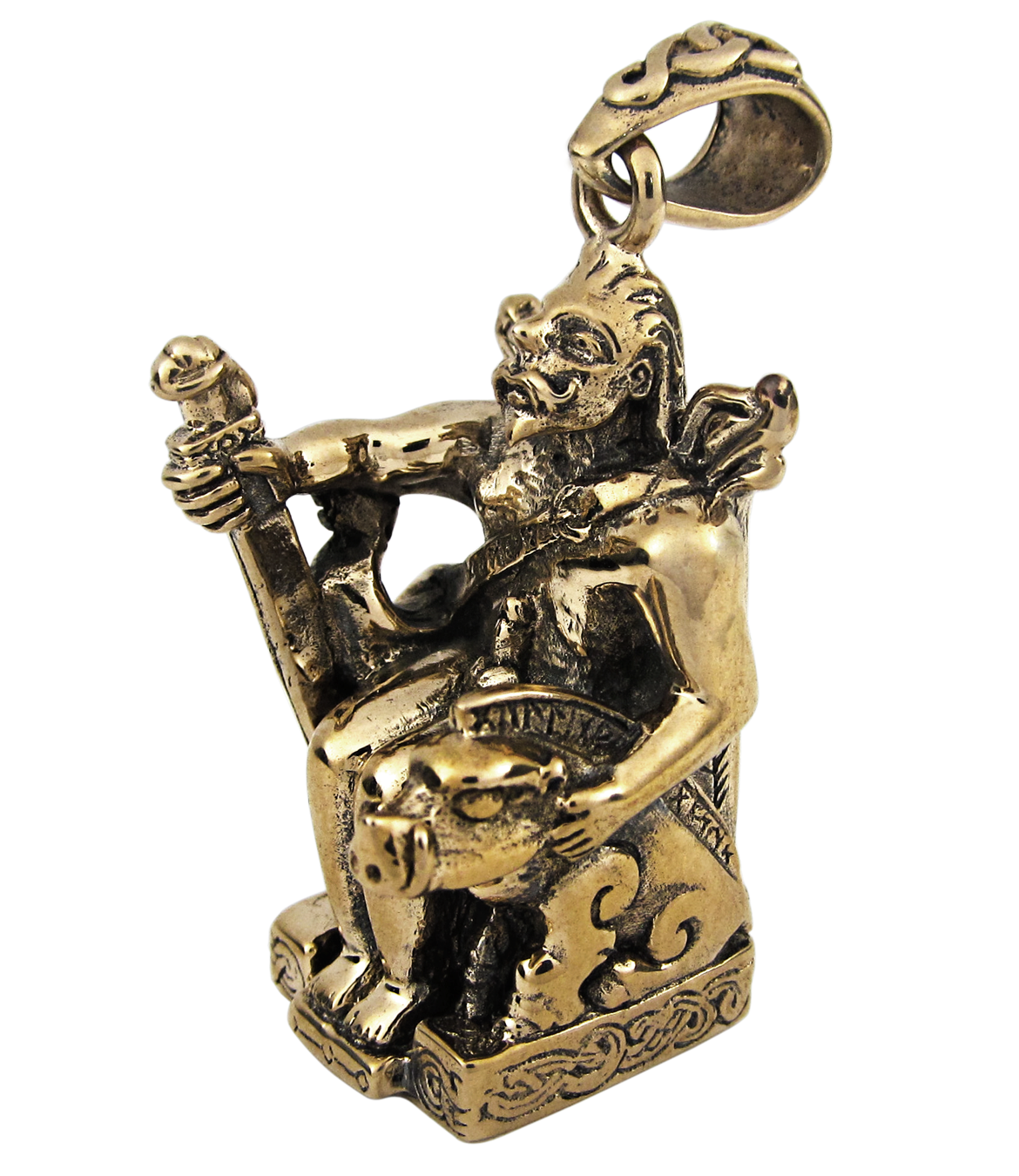 Bronze Freyr God of Harvest Pendant Dryad Design Asatru Norse Rune