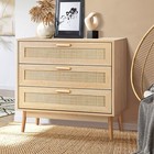 Oikiture Rattan Chest of Drawers Dresser Storage Cabinet Lowboy Bedroom Natural