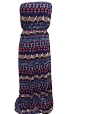 Justify Strapless Maxi Dress Large Boho Multi-colored, length 50"