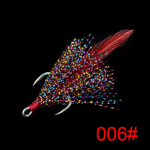 10 Stück starke Drillingshaken mit mehrfarbiger Feder Angelhaken Größe 2#-6# - Bild 20 von 20