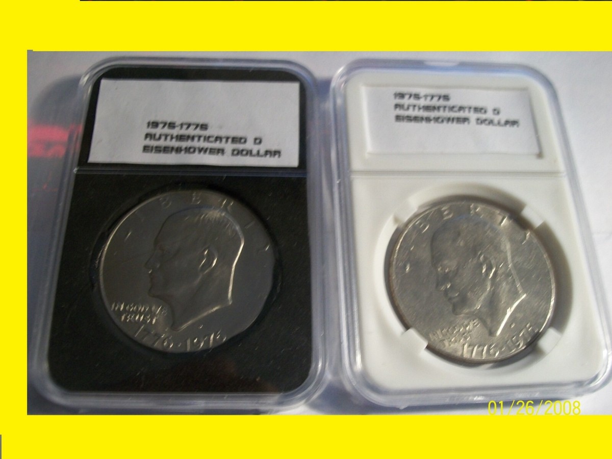 1776-1976 2xD Eisenhower Liberty Bell Moon Silver One Dollar US