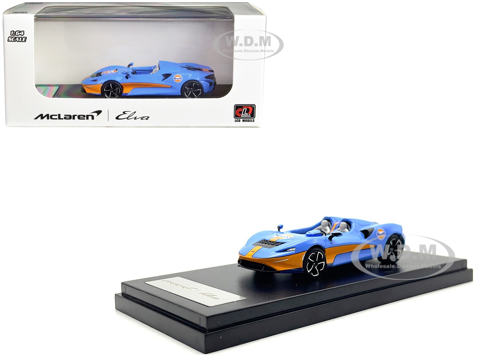 КАБРИОЛЕТ MCLAREN ELVA СВЕТЛО-ГОЛУБОЙ GULF OIL 1/64 ОТ LCD MODELS LCD64022 GUO
