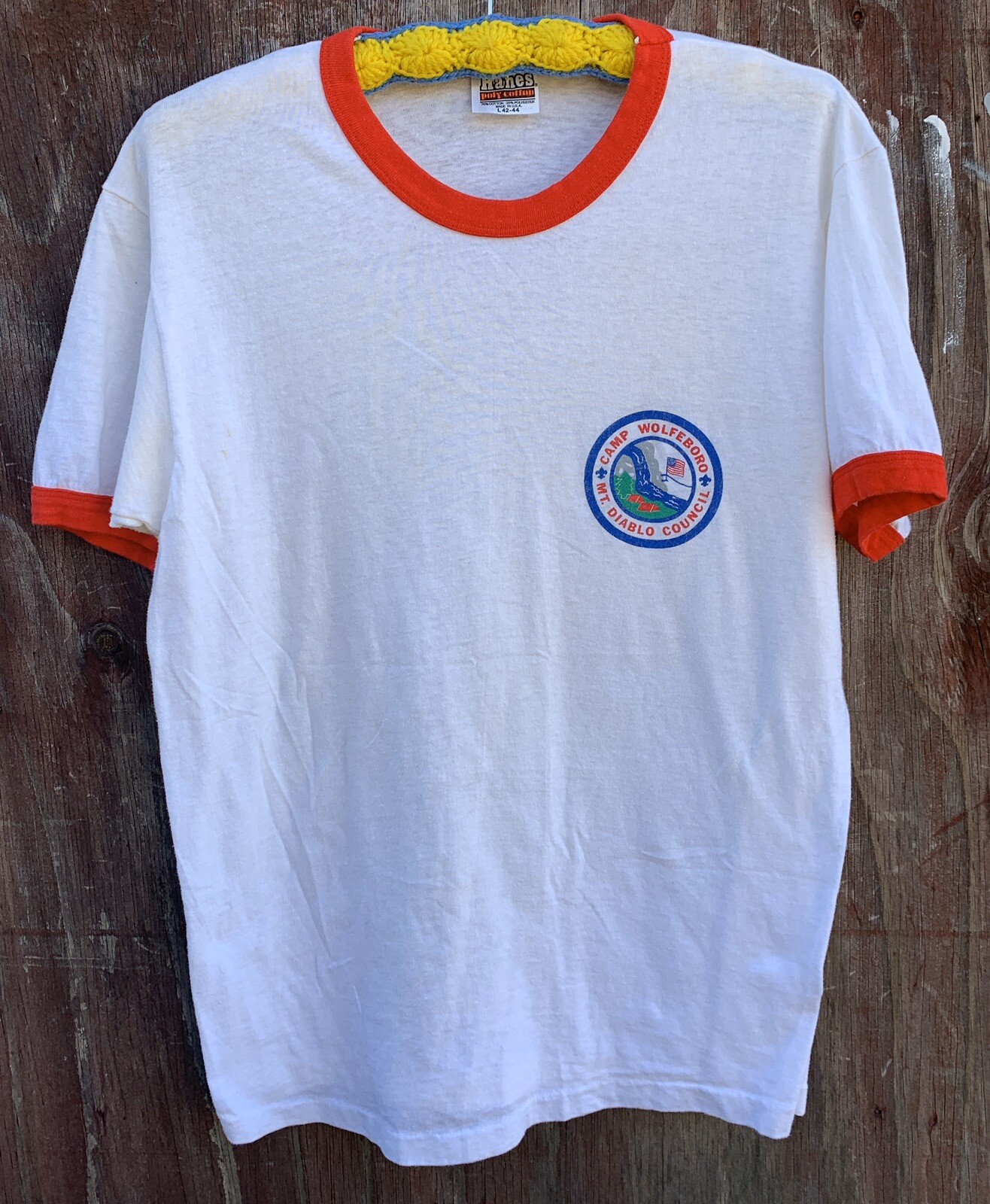 Vintage Camp Wolfeboro Mt Diablo Council Ringer Tee Boy Scouts BSA T