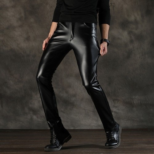 Men Fleece Lined Faux Leather Biker 