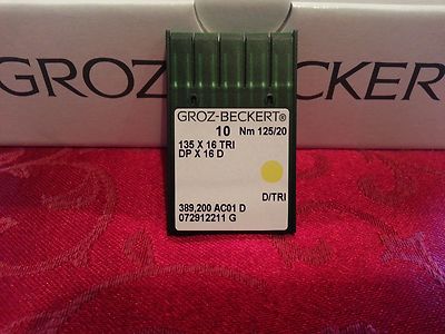 Groz-Beckert Sewing Needles 135x16 DPx16 Sz 125/20 20 TRI D Singer, Brother