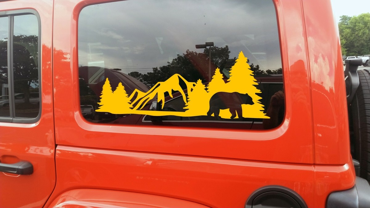 Autocollant Déco « Bear Forest Scene » - Vinyle Haute Qualité - Pour Voiture, Camping-car, Mur - Neuf