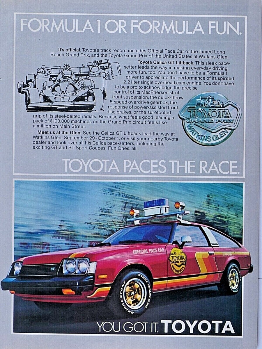 1978 Toyota Celica GT Pace Car Watkins Glen Vintage Original Print