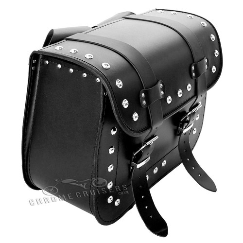 SACS DE SELLE EN CUIR NOIR AVEC GOUJONS - Photo 4 sur 6