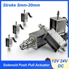 Solenoid Electromagnet DC 12V 24V Push Pull Actuator Magnet Stroke 5mm-20mm