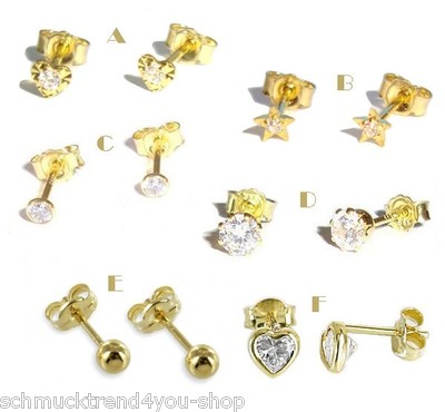Ohrringe Ohrstecker Gold 333 Zirkonia Top Qualität Ohr Echt Schmuck  Gelbgold Neu