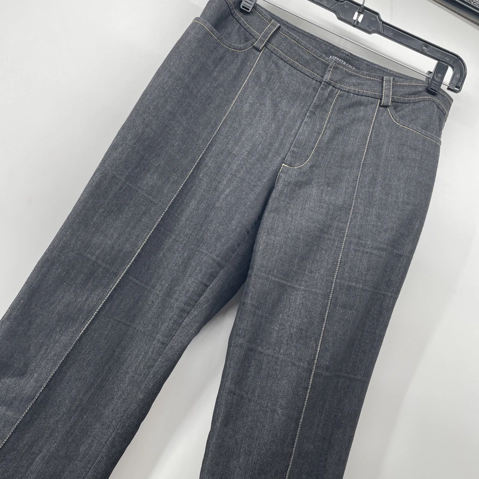 Pantalones de mezclilla Kenneth Cole de pierna ancha para mujer 6 únicos detallados puntada expuesta boho artísticos Foto 3 de 4