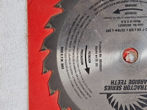 Hilti 7 1/4 x 5/8 x 13/16" 24 Teeth Carbide Cutting Circular Saw Blade - #336531 - Picture 4 of 9