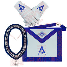 Junior Deacon Apron With Chain Collar Gloves - Blue Lodge Officer Regalia