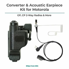 Motorola Multi Pin to 2-Pin Audio Converter w/ Earpiece for Two-Way Radios GP CP