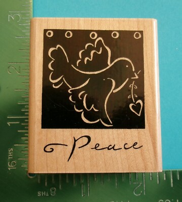 PEACE Saying with DOVE Religious Rubber Stamp by JRL Design | eBay