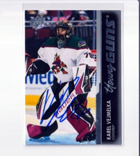 KAREL VEJMELKA autographed SIGNED '21/22 ARIZONA COYOTES Young Guns rookie card. rookie card picture