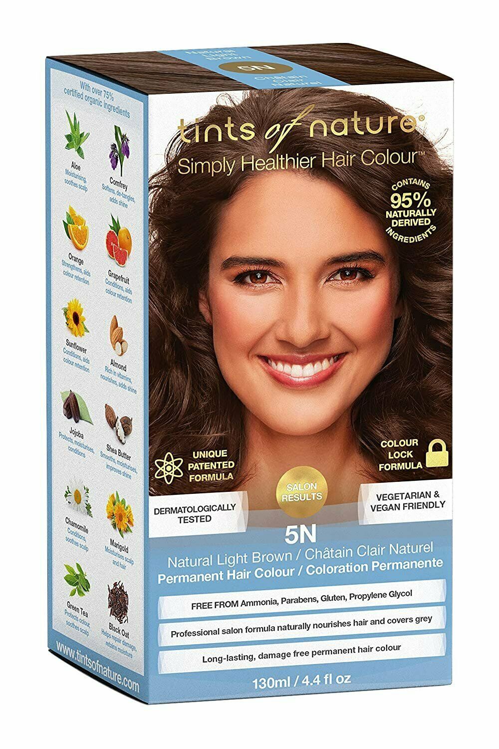 Tints Of Nature Permanent Hair Color 5N Natural Light Brown Vegetarian 4.4 fl oz